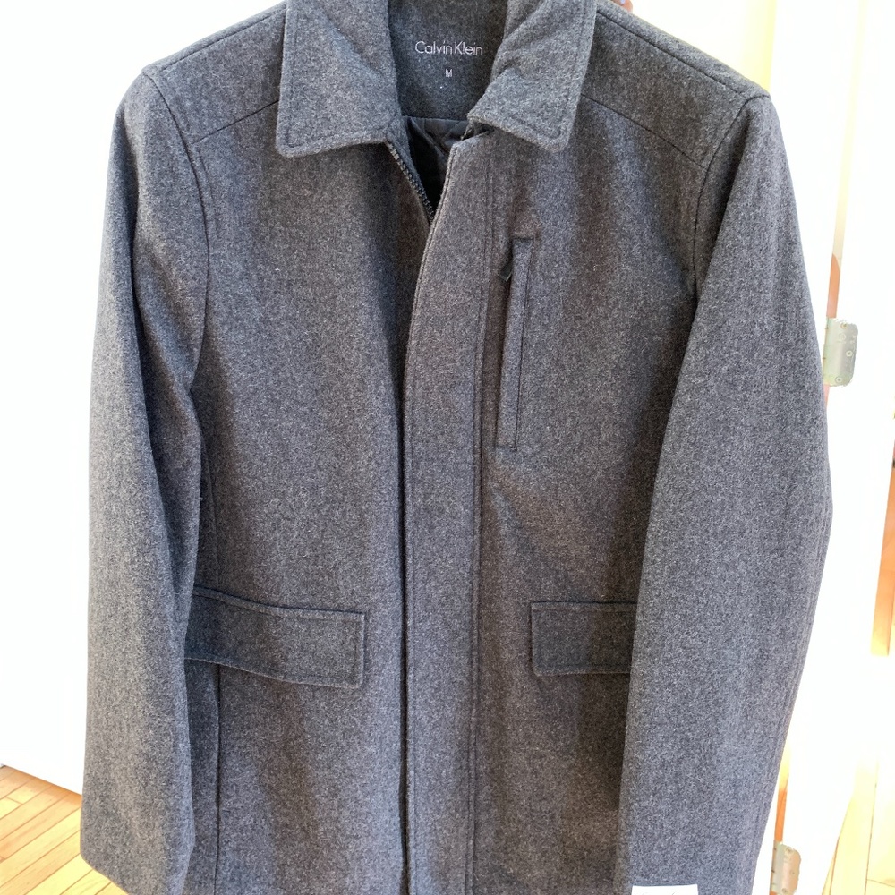 Calvin Klein Mens Wool Blend Jacket Charcoal Size M